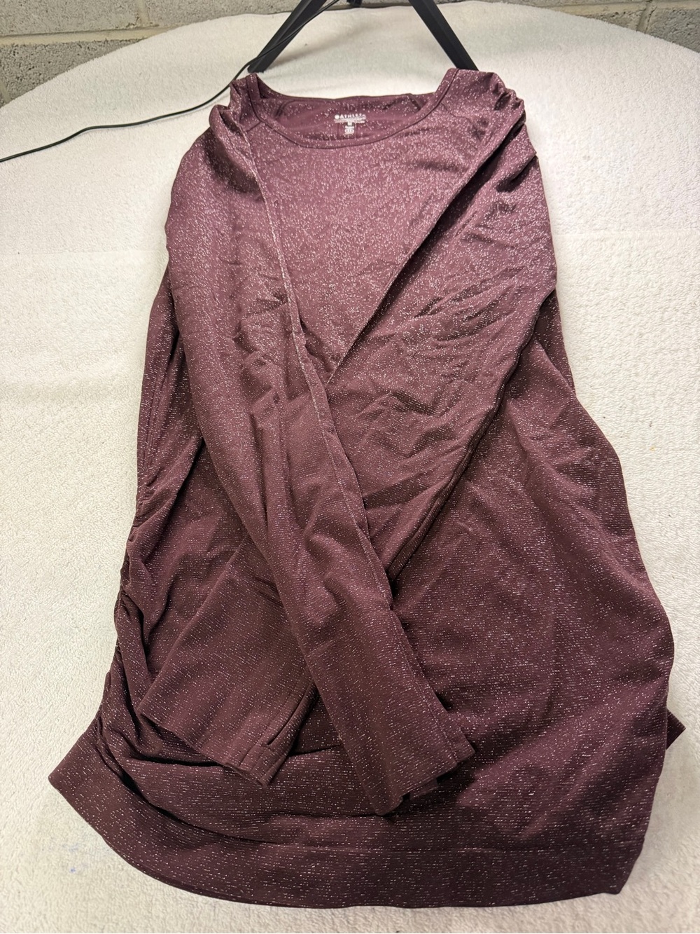 Athleta Wine Sparkle Crew Neck Top size medium